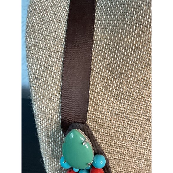Adjustable Silk Turquoise Red Green Prong Set Acrylic Bead Statement Necklace - Picture 2 of 3